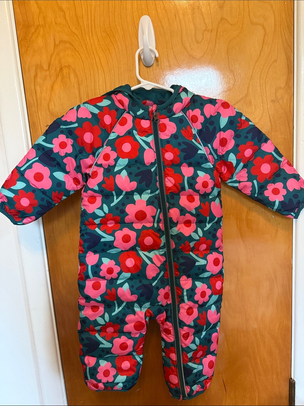 Hanna Andersson Pink & Teal Floral Puffer One-Piece